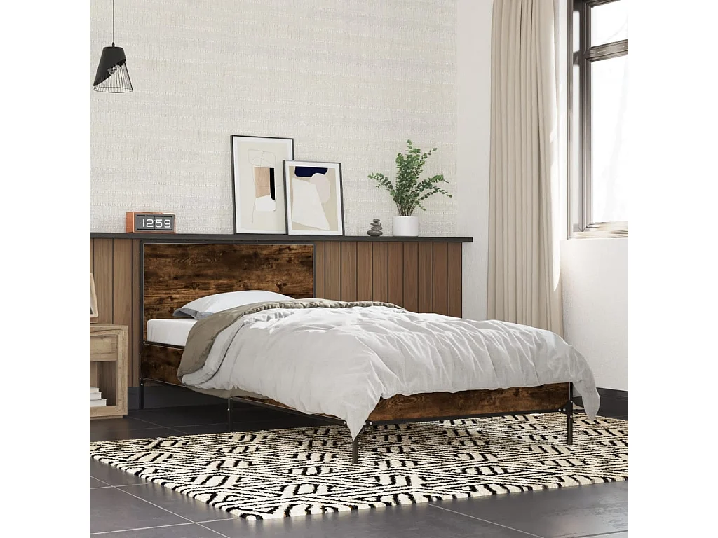 Cadre de lit sans matelas chêne fumé 90x190 cm