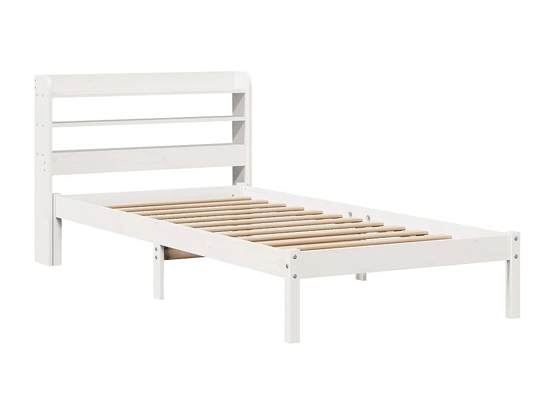 Letto senza Materasso Bianco 90x190 cm in Legno Massello Pino