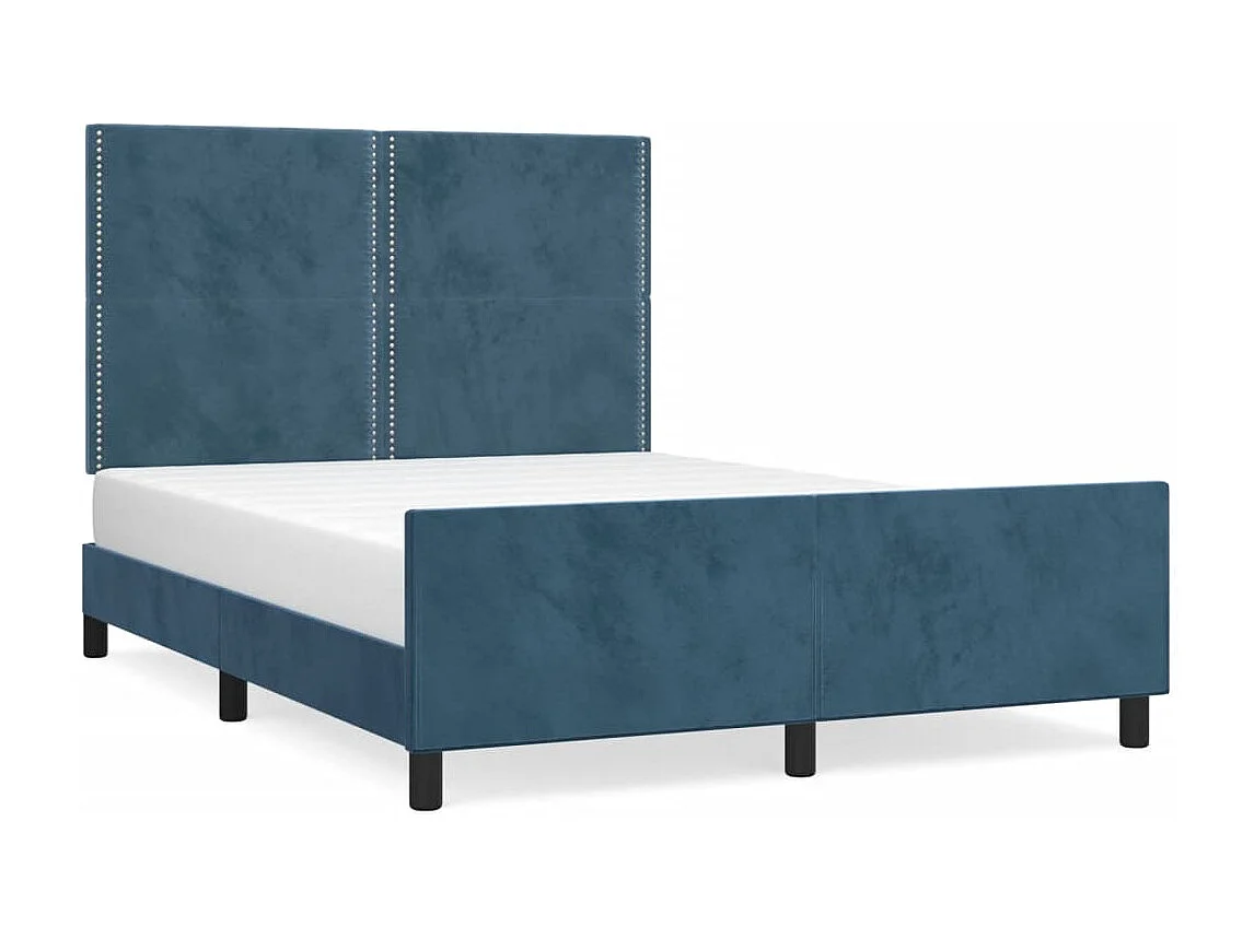 Estrutura de cama sem colchão 140x190 cm veludo azul-escuro