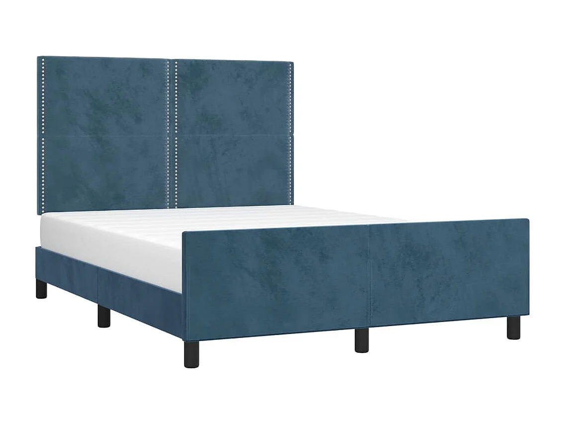 Estrutura de cama sem colchão 140x190 cm veludo azul-escuro