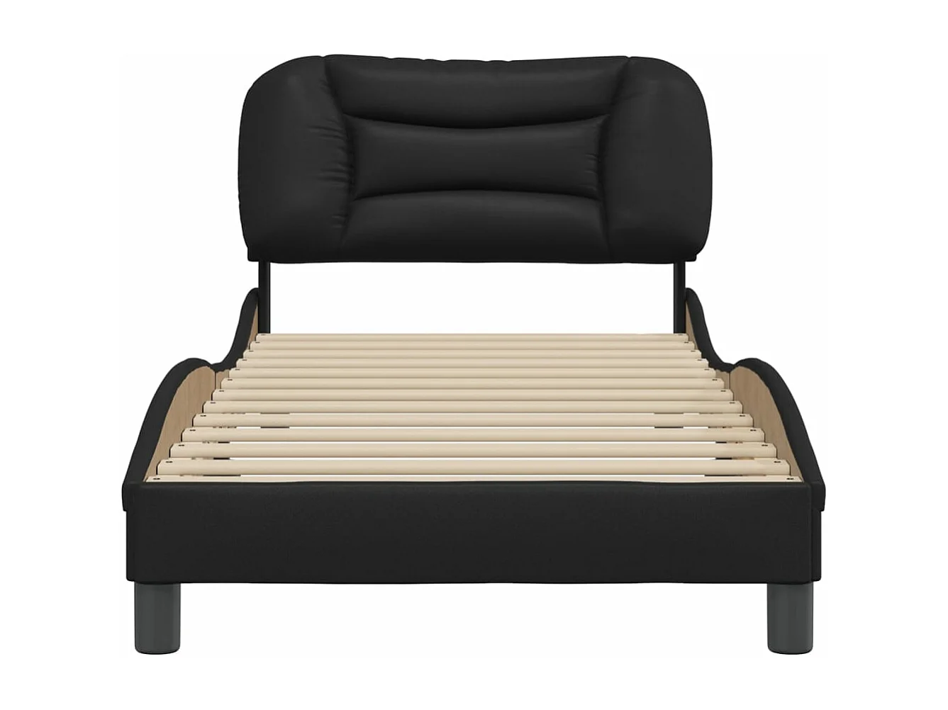 Giroletto con Testiera Nero 80x200 cm in Similpelle