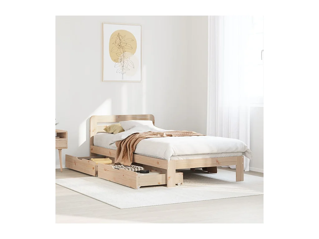 Letto senza Materasso 90x200 cm in Legno Massello di Pino