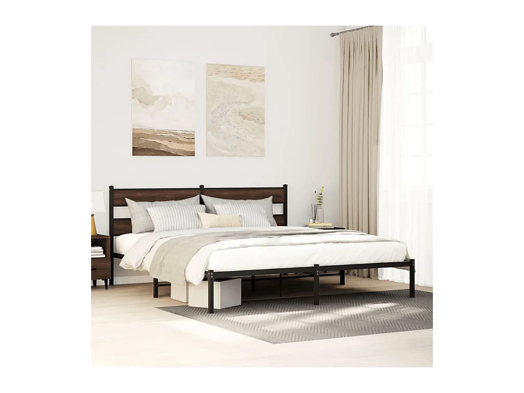 Giroletto senza Materasso con Testiera Rovere Marrone 180x200cm