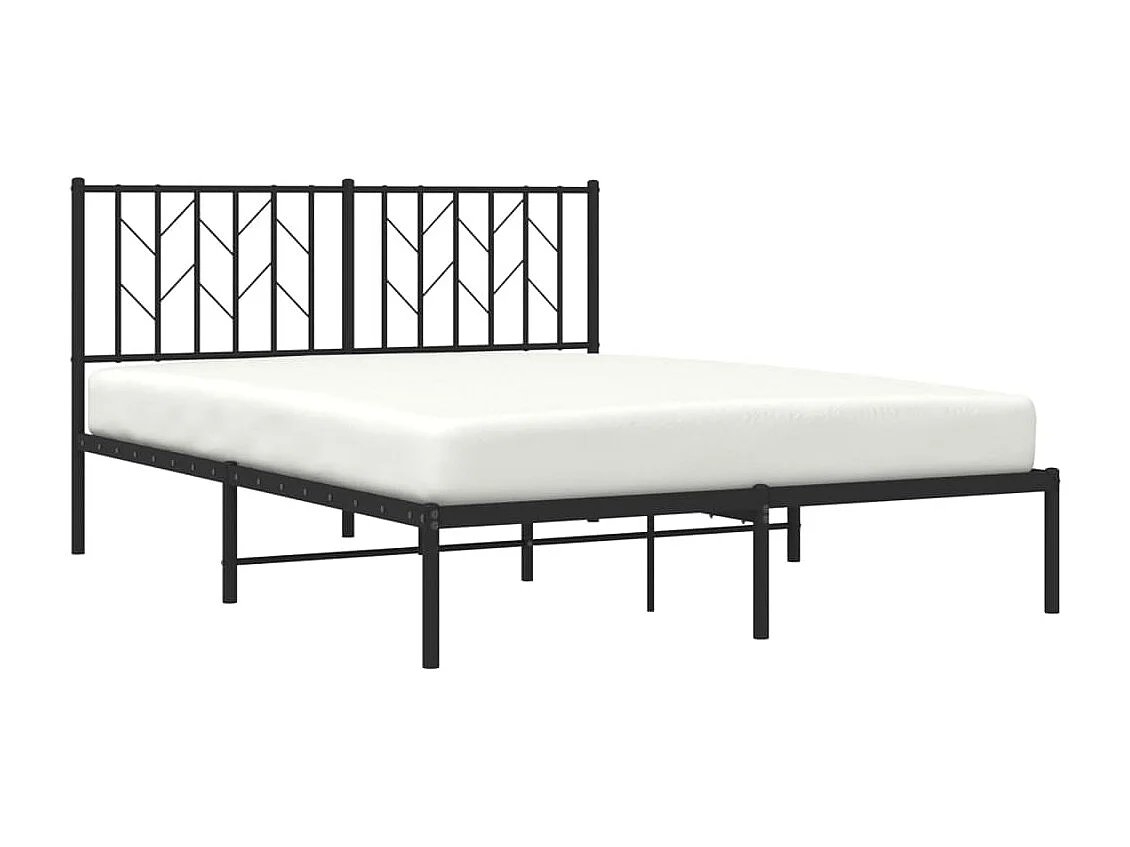 Cadre de lit métal sans matelas avec tête de lit noir 135x190cm
