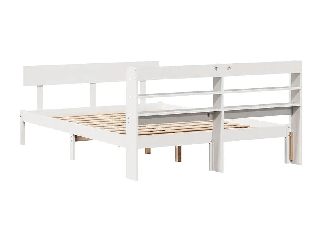 Cadre de lit sans matelas blanc 135x190 cm bois de pin massif