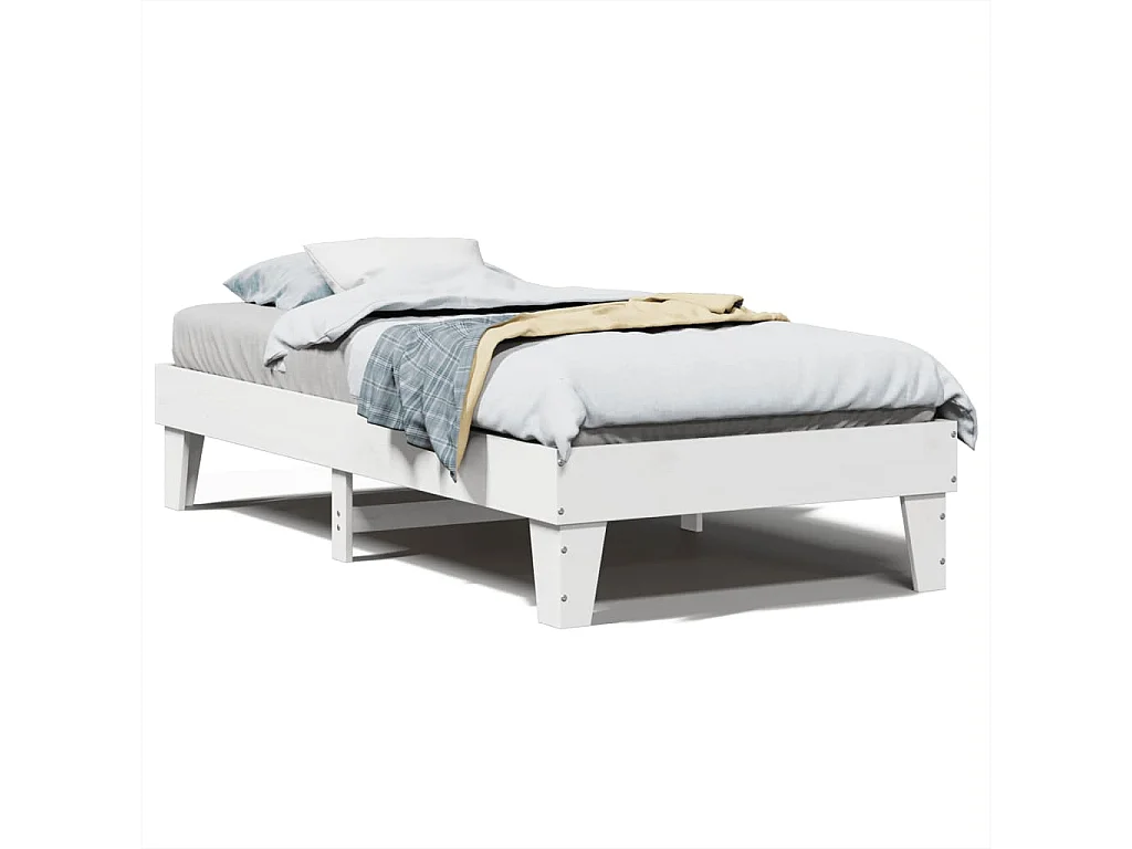 Bedframe zonder matras massief grenenhout wit 90x200 cm