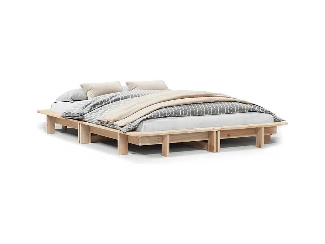 Estructura de cama sin colchón madera maciza de pino 120x190 cm