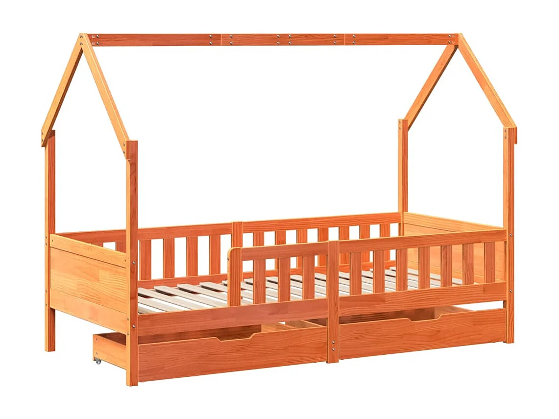 Giroletto Bambini con Cassetti 80x200 cm Legno Massello di Pino