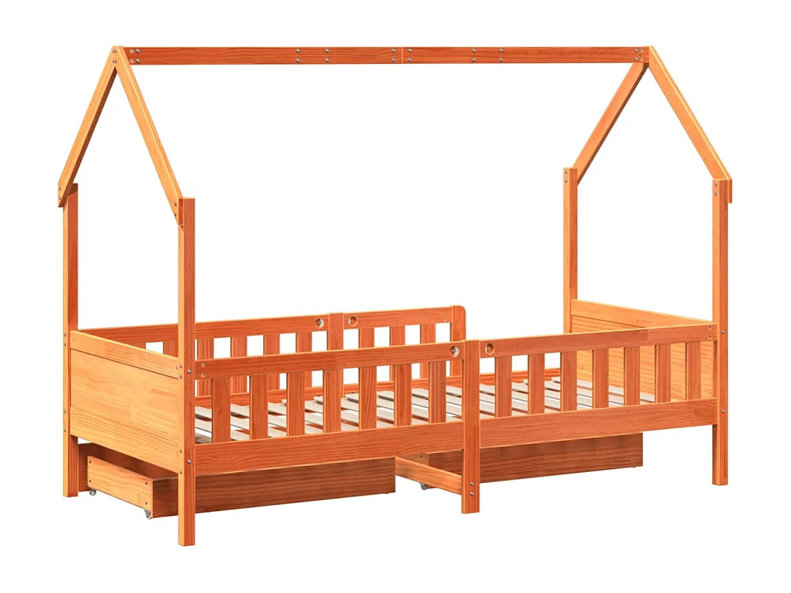 Giroletto Bambini con Cassetti 80x200 cm Legno Massello di Pino