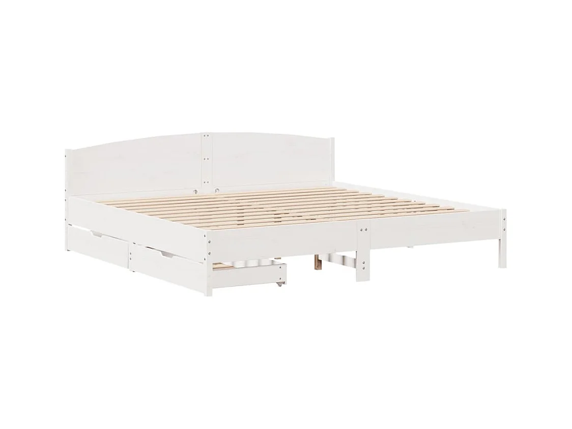 Bedframe zonder matras massief grenenhout wit 180x200 cm