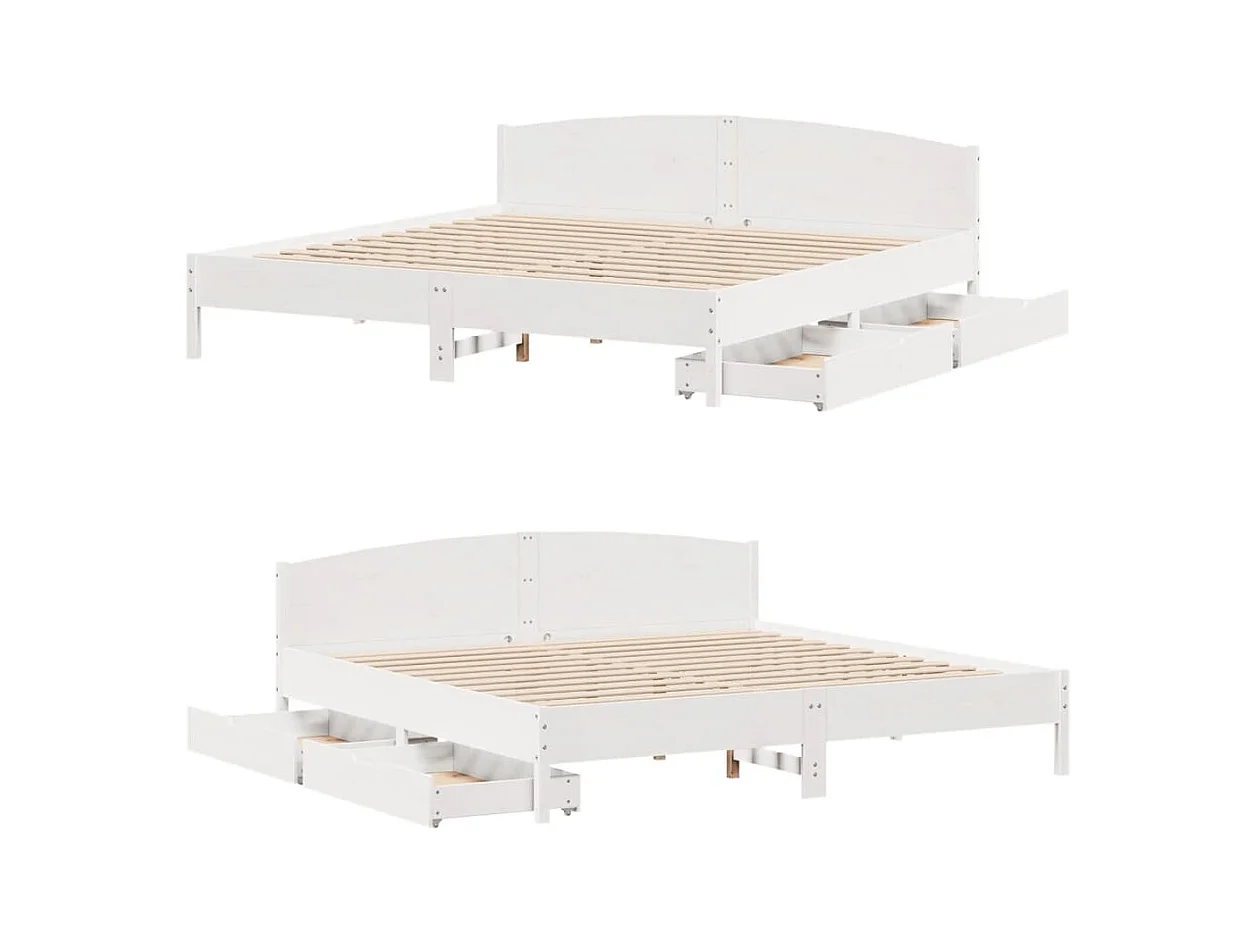 Bedframe zonder matras massief grenenhout wit 180x200 cm