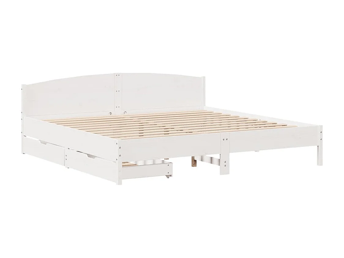 Letto senza Materasso Bianco 180x200 cm Legno Massello di Pino