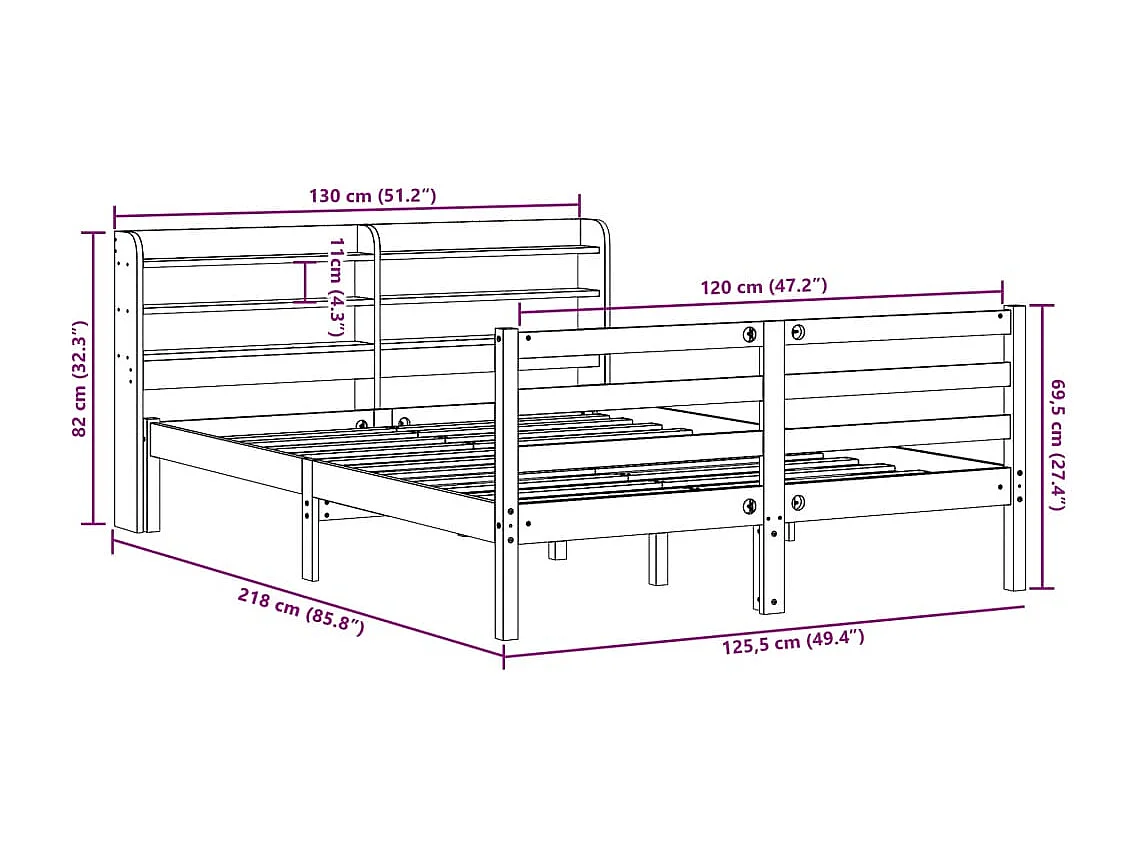 Massivholzbett ohne Matratze Wachsbraun 120x200 cm Kiefernholz