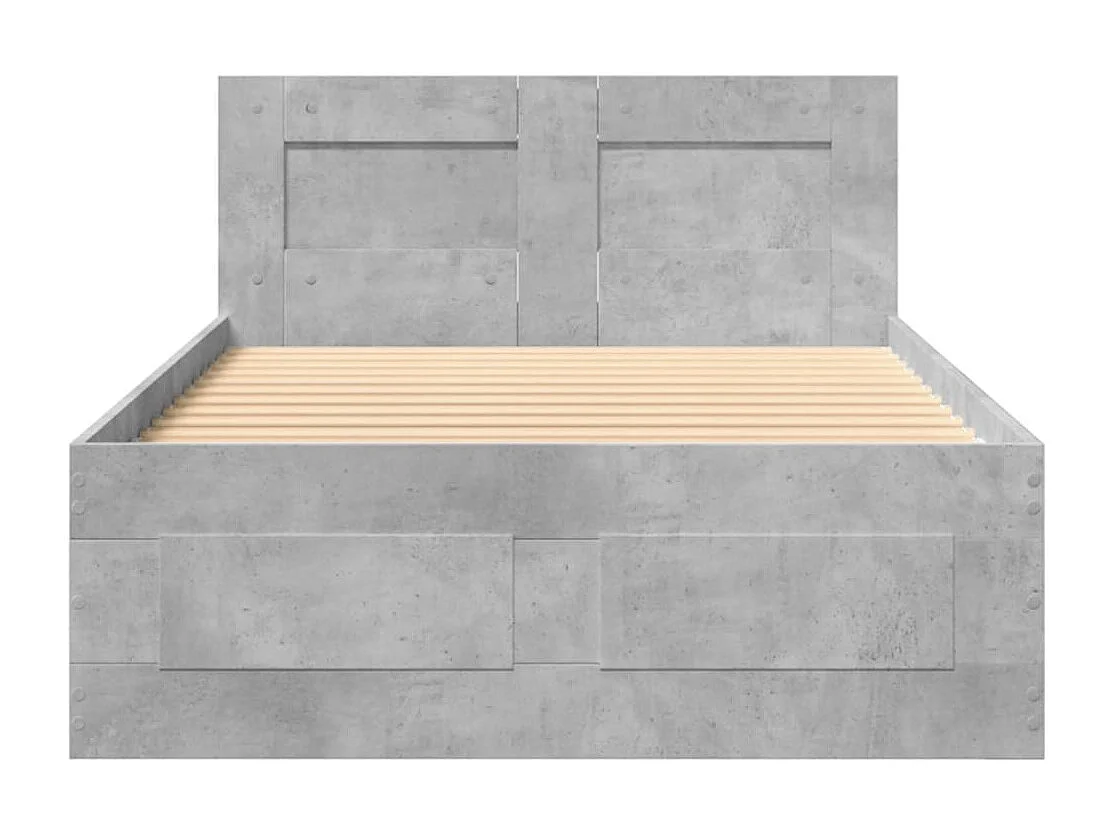 Cadre de lit avec tête de lit sans matelas gris béton 75x190 cm
