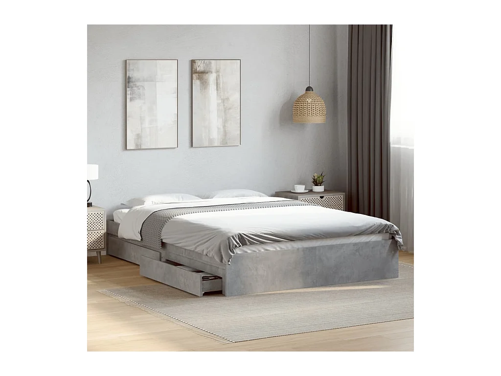 Giroletto Cassetti Grigio Cemento 150x200 cm Legno Multistrato