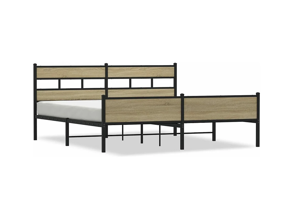 Cadre de lit en métal sans matelas chêne sonoma 200x200 cm