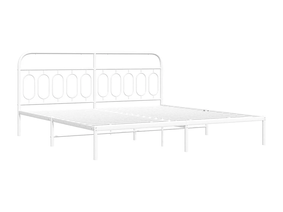Cadre de lit métal sans matelas et tête de lit blanc 200x200 cm