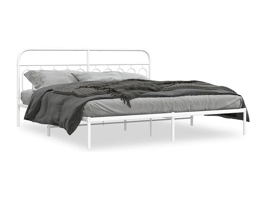 Bettgestell mit Kopfteil Metall Weiß 200x200 cm