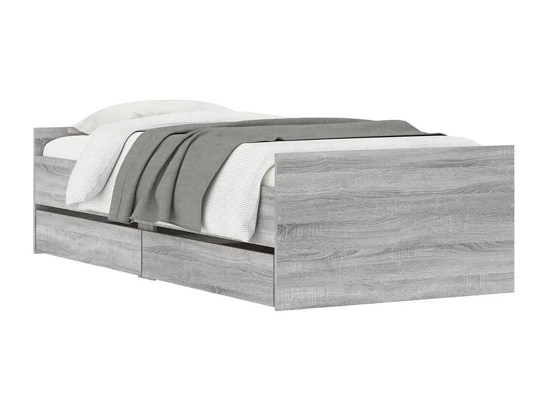 Cadre de lit avec tiroirs sans matelas sonoma gris 90x200 cm