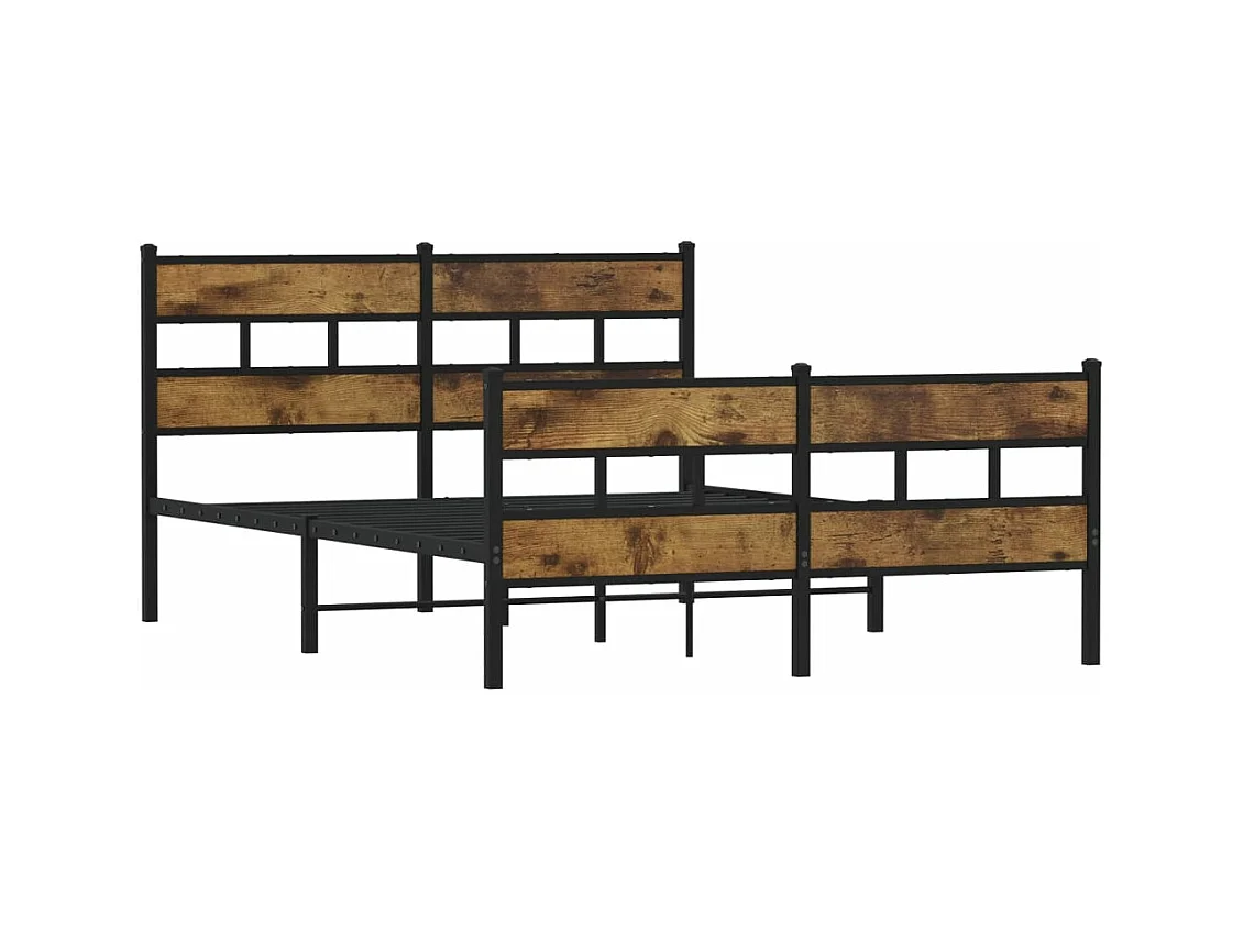 Cadre de lit en métal sans matelas chêne fumé 140x190 cm