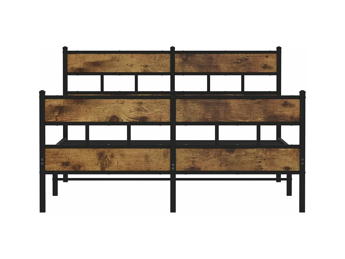 Cadre de lit en métal sans matelas chêne fumé 140x190 cm