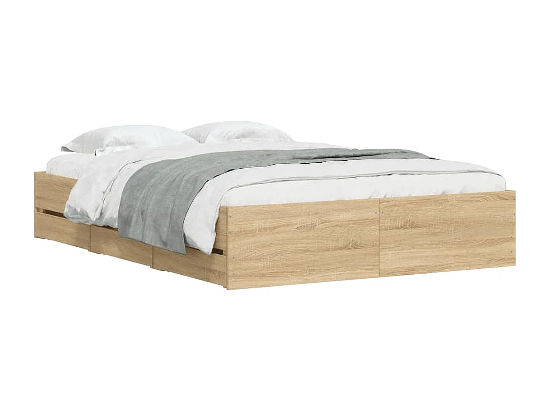 Cadre de lit avec tiroirs sans matelas chêne sonoma 120x190 cm