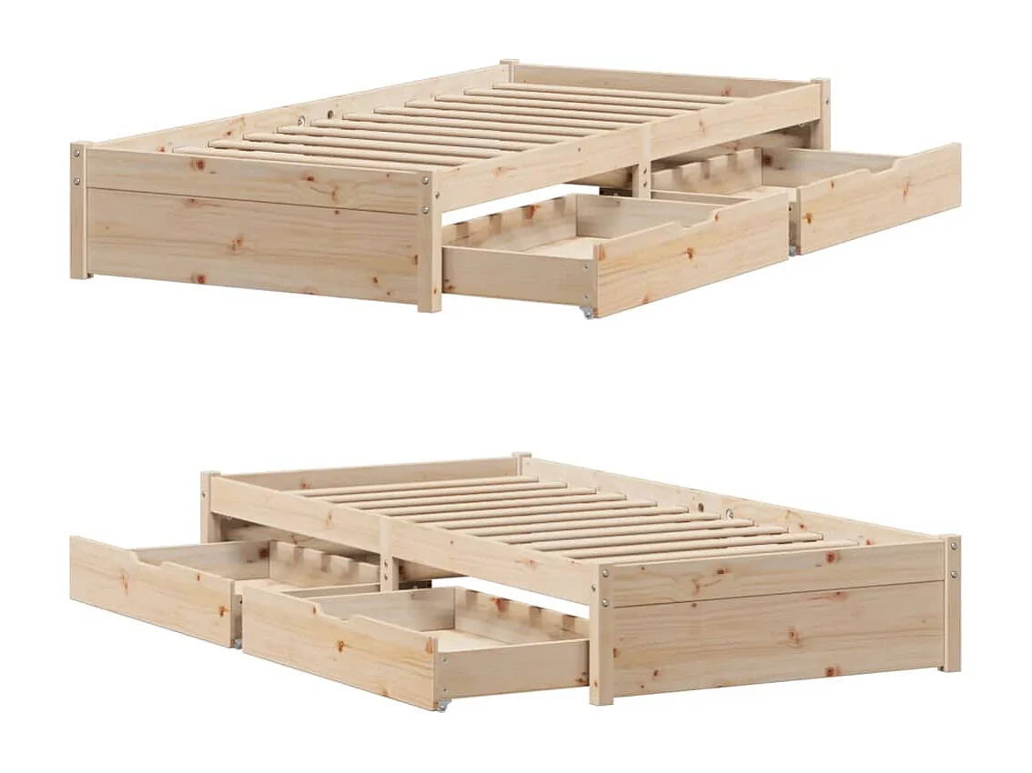 Letto senza Materasso 90x200 cm in Legno Massello di Pino