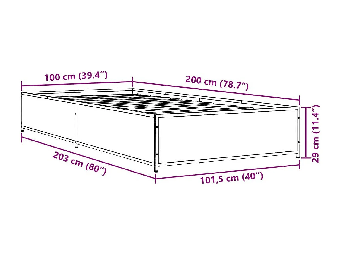 Cadre de lit sans matelas noir 100x200 cm