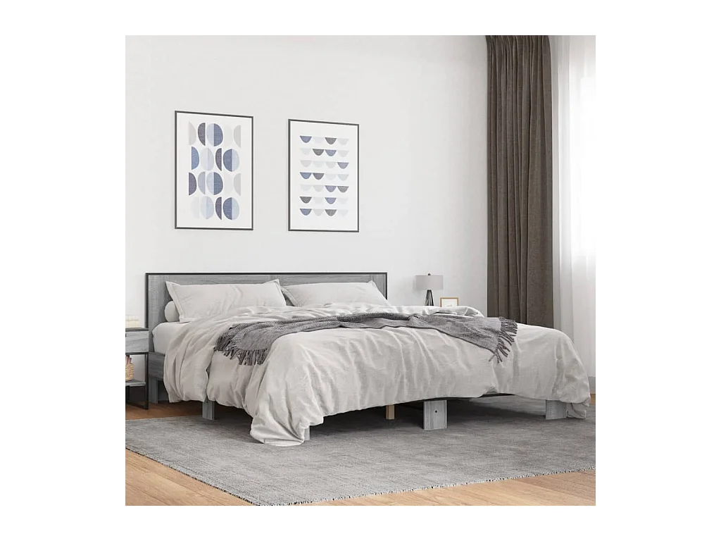 Cadre de lit sans matelas sonoma gris 200x200 cm