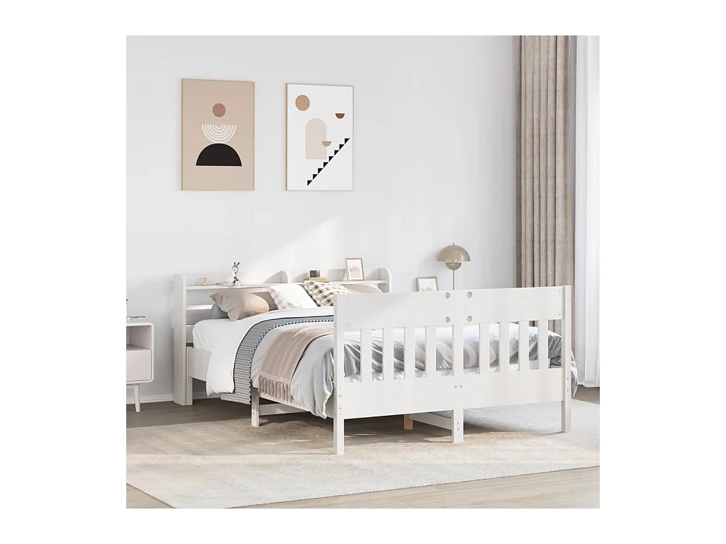 Cadre de lit sans matelas blanc 160x200 cm bois de pin massif