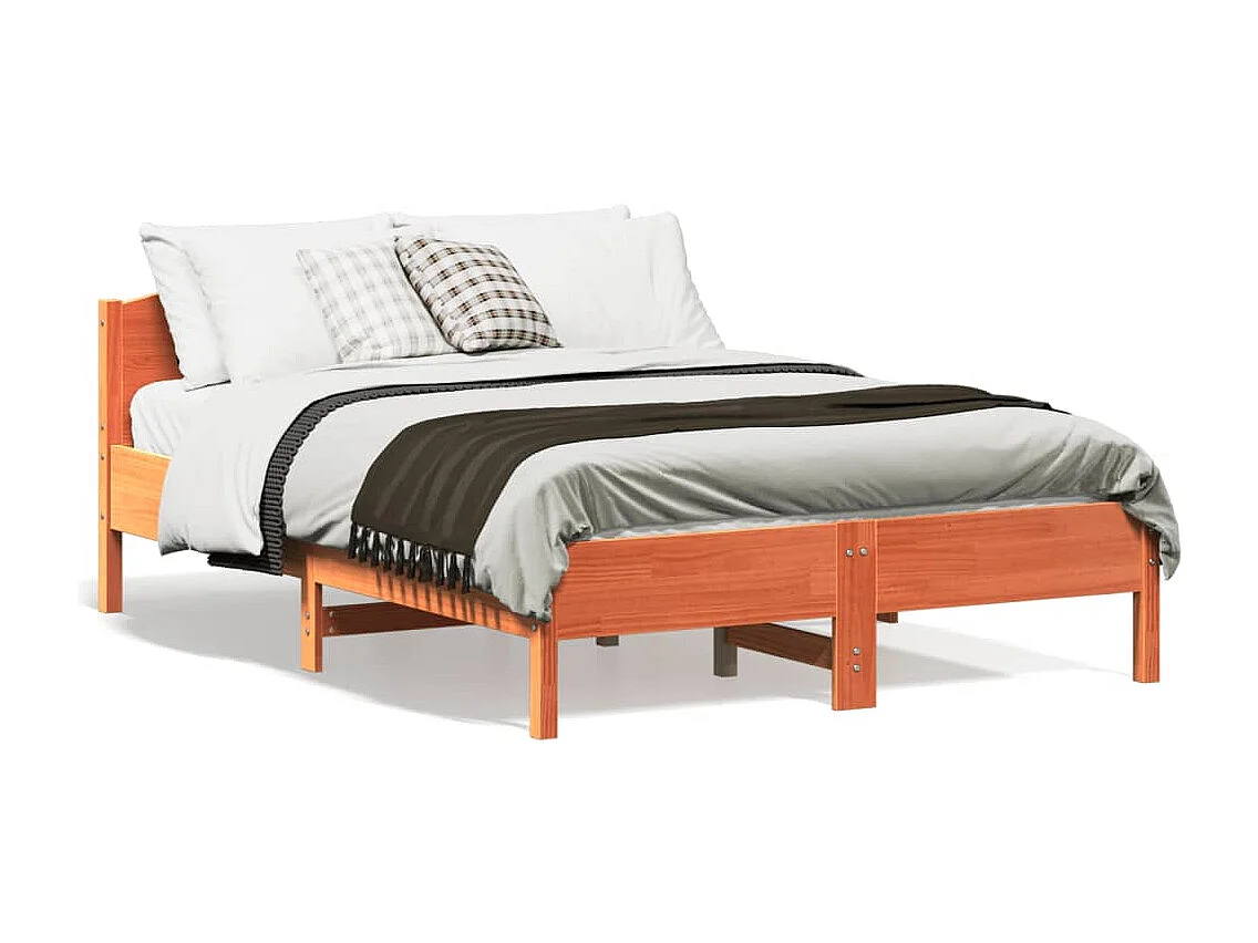 Cadre de lit sans matelas cire marron 120x190cm bois pin massif