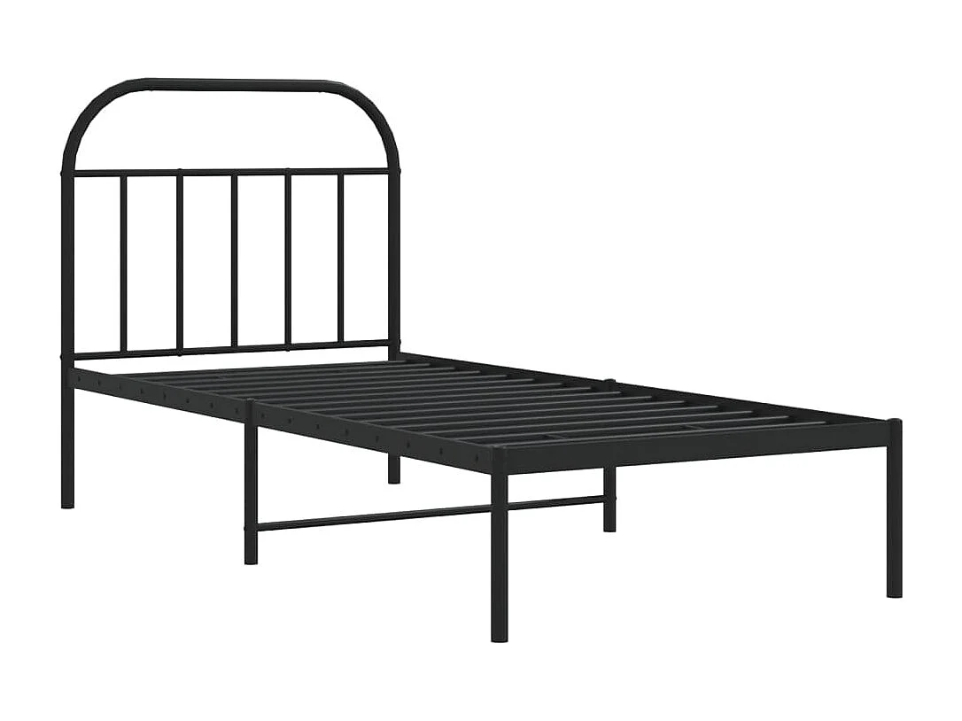 Cadre de lit métal sans matelas avec tête de lit noir 80x200 cm