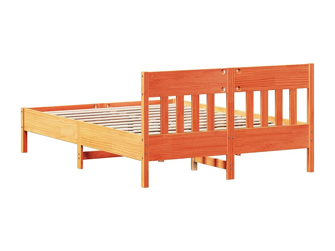 Bed met matras massief grenenhout wasbruin 140x190 cm