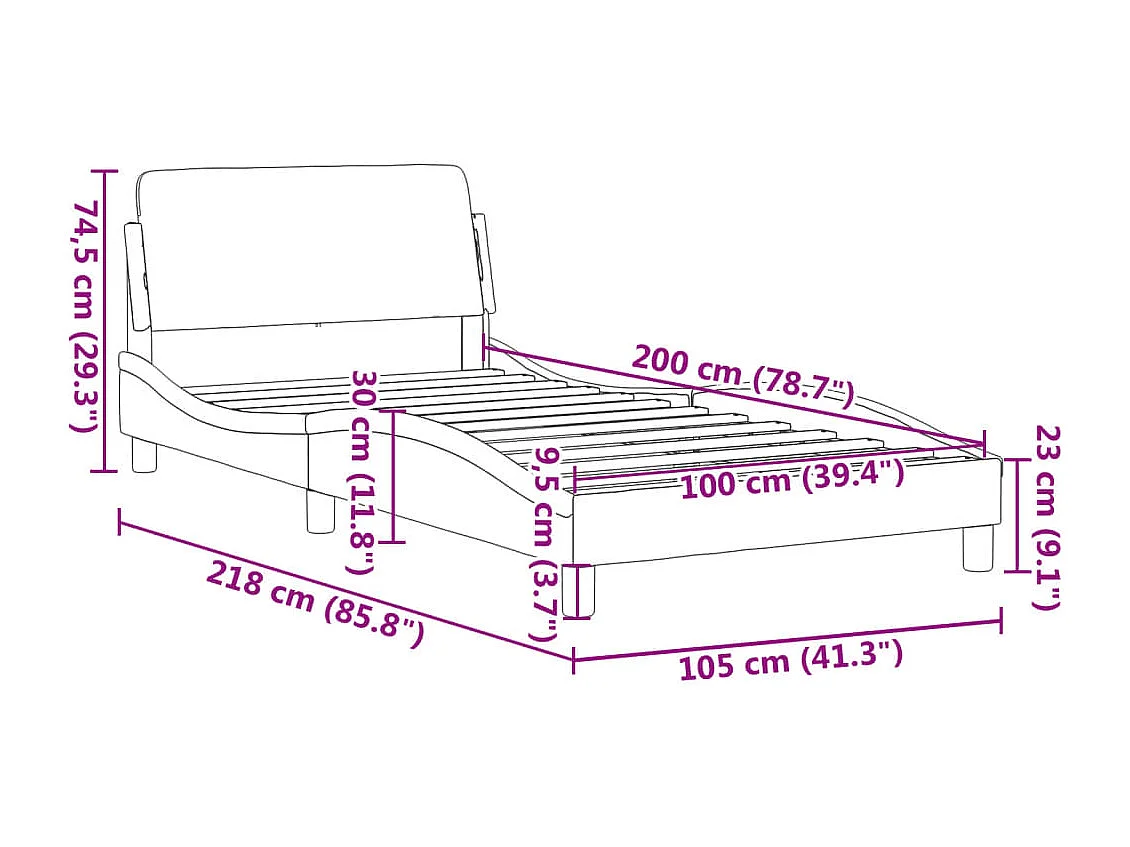 Cadre de lit sans matelas noir 100x200 cm velours