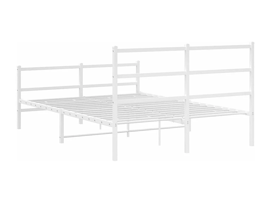 Cadre de lit métal sans matelas et pied de lit blanc 140x200 cm
