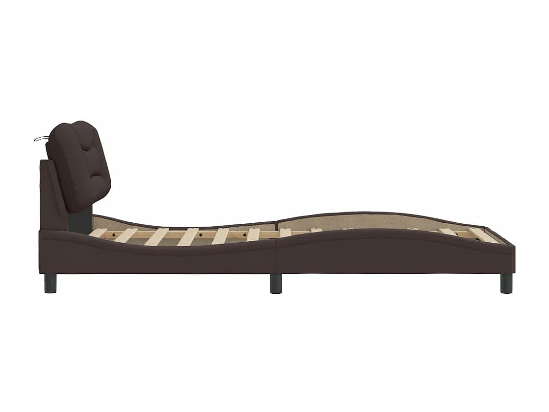 Cadre de lit sans matelas marron foncé 90x190 cm tissu