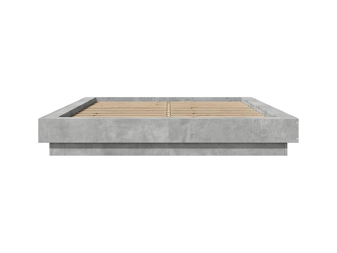 Cadre de lit sans matelas gris béton 140x190 cm