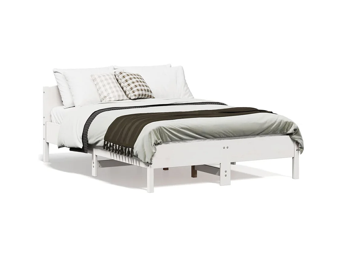 Cadre de lit sans matelas blanc 135x190 cm bois de pin massif