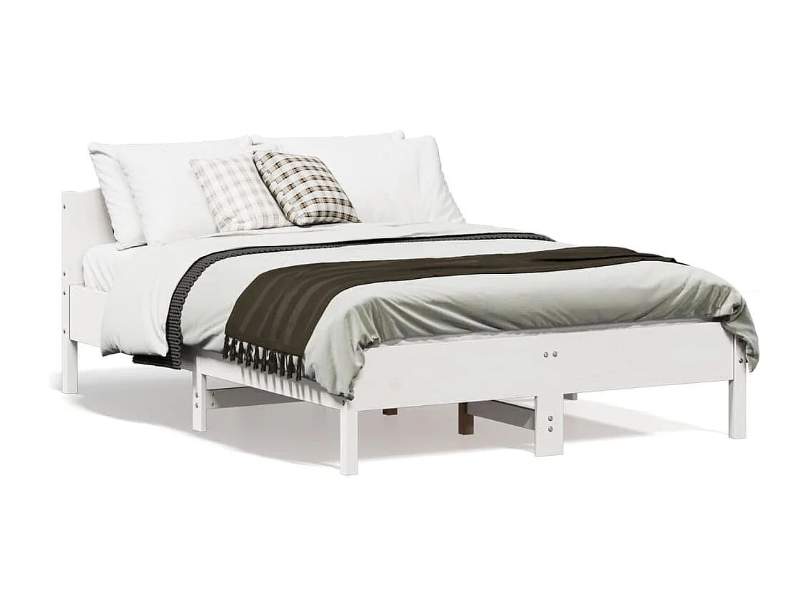 Cadre de lit sans matelas blanc 135x190 cm bois de pin massif