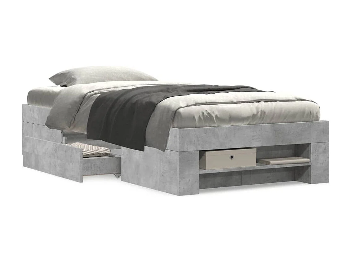 Cadre de lit sans matelas gris béton 90x190cm bois d'ingénierie