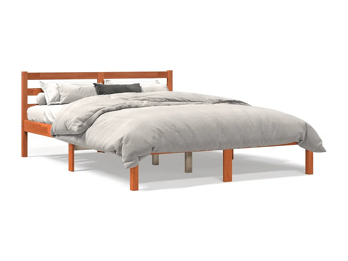 Letto senza Materasso Marrone Cera 140x190 cm in Legno di Pino