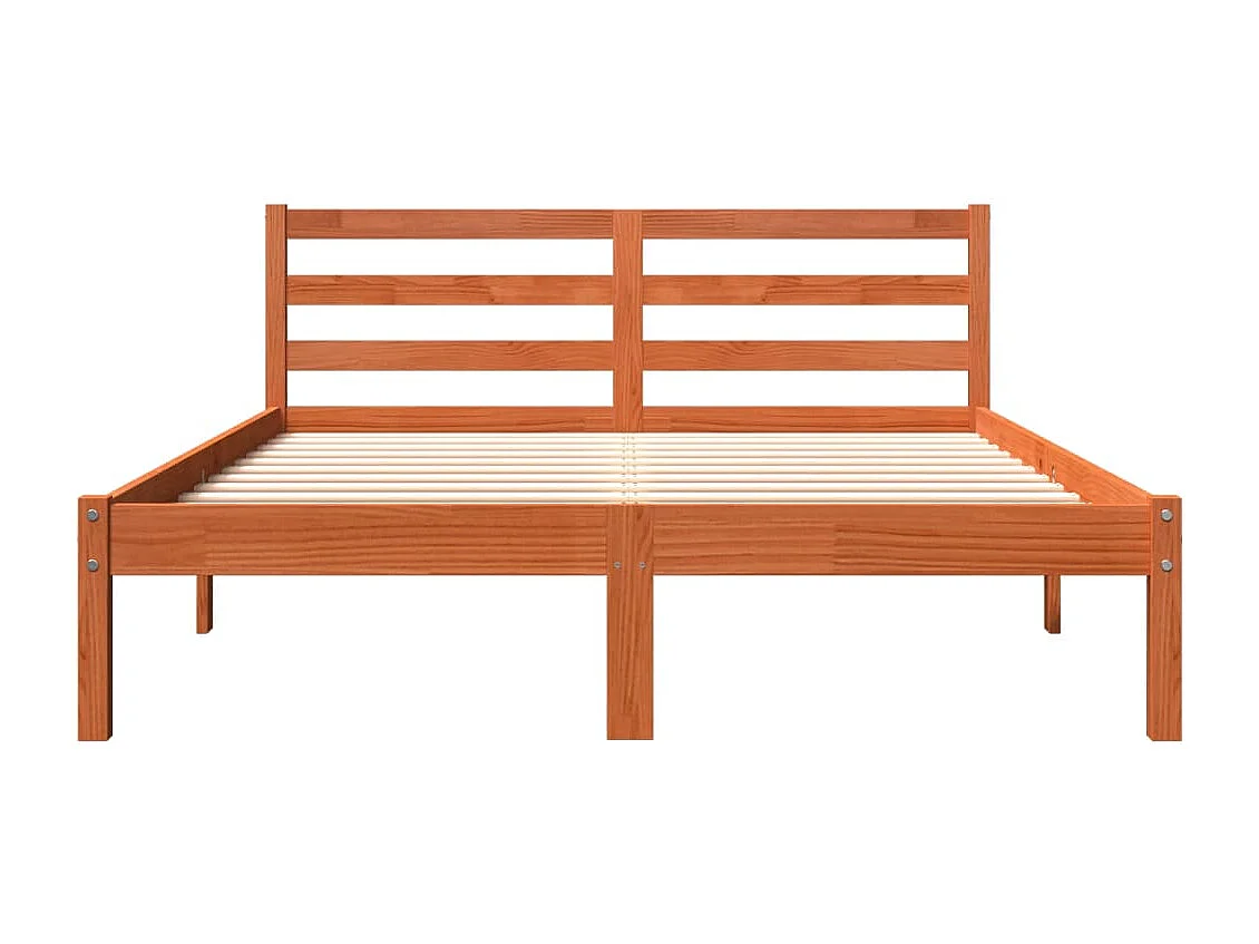 Massivholzbett ohne Matratze Wachsbraun 140x190 cm Kiefernholz