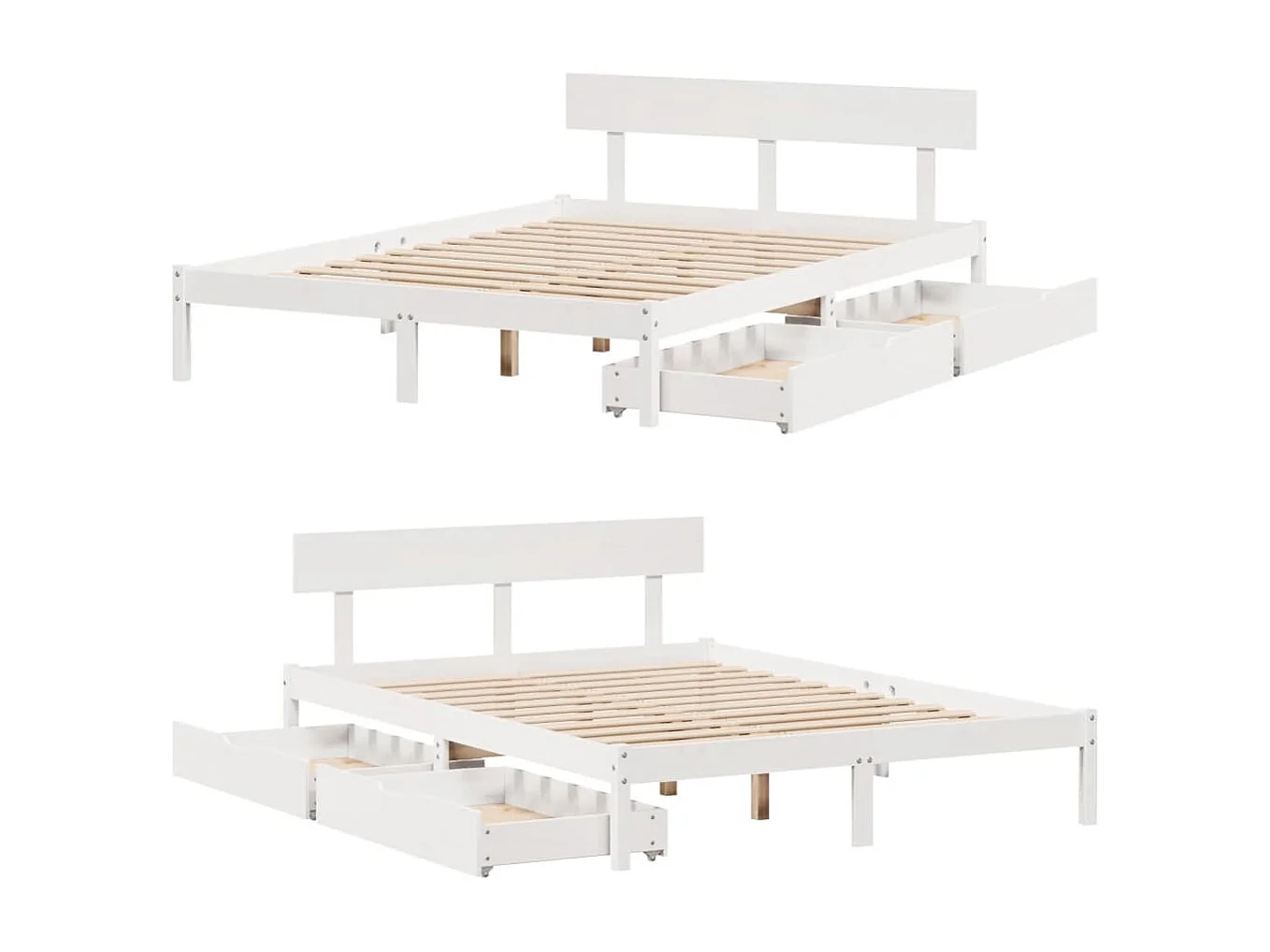 Cama sem colchão 120x190 cm madeira de pinho maciça branco
