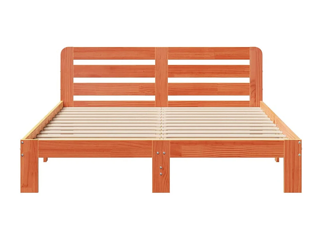 Cadre de lit sans matelas cire marron 140x190cm bois pin massif