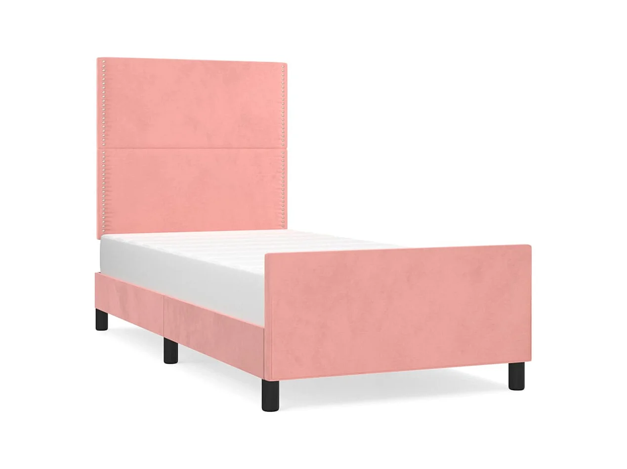 Bedframe met hoofdeinde fluweel roze 100x200 cm