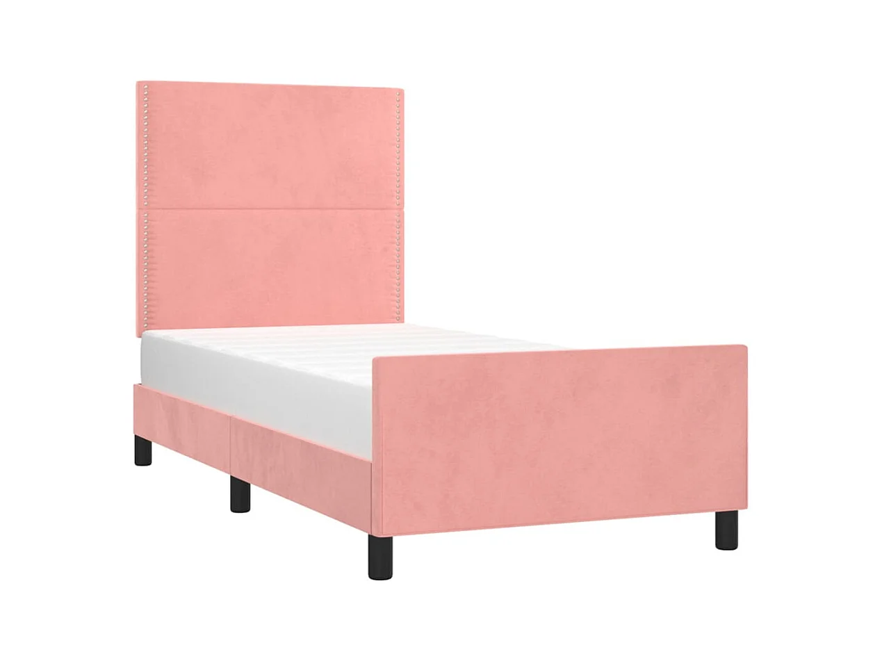 Bedframe met hoofdeinde fluweel roze 100x200 cm