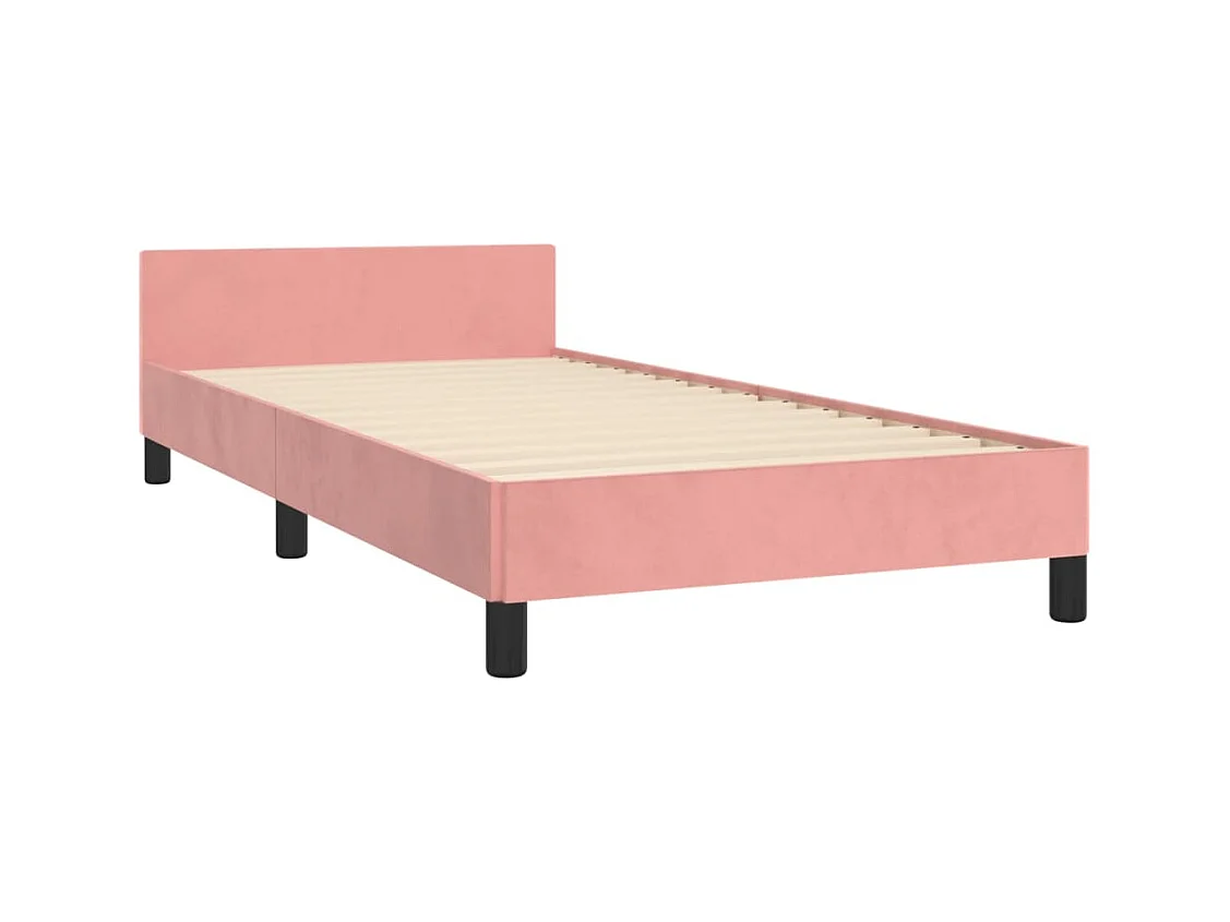 Bedframe met hoofdeinde fluweel roze 100x200 cm