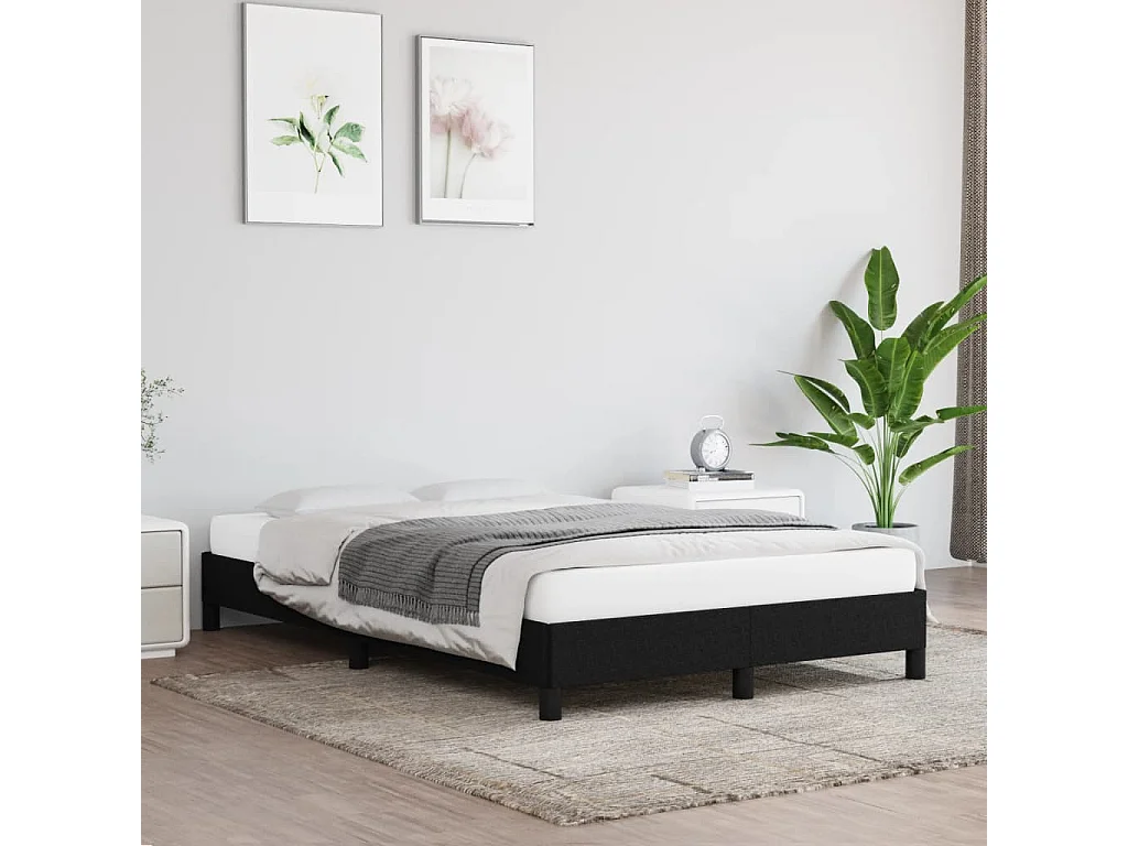 Cadre de lit sans matelas noir 120x190 cm tissu