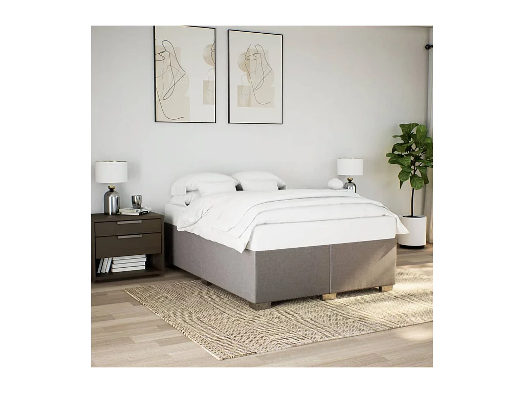Cadre de lit sans matelas taupe 160x200 cm tissu