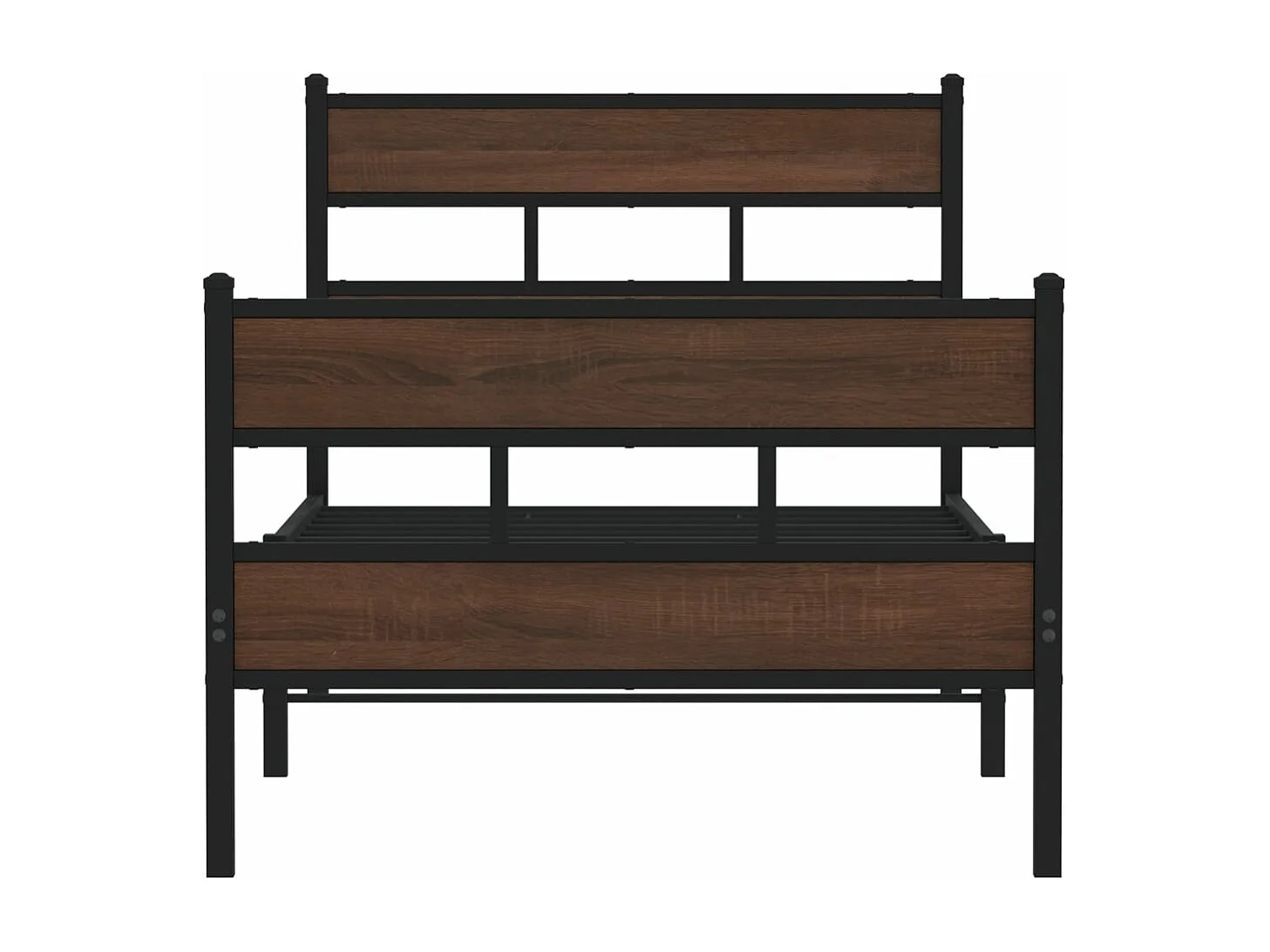 Estructura cama con cabecero y pie sin colchón marrón 75x190 cm